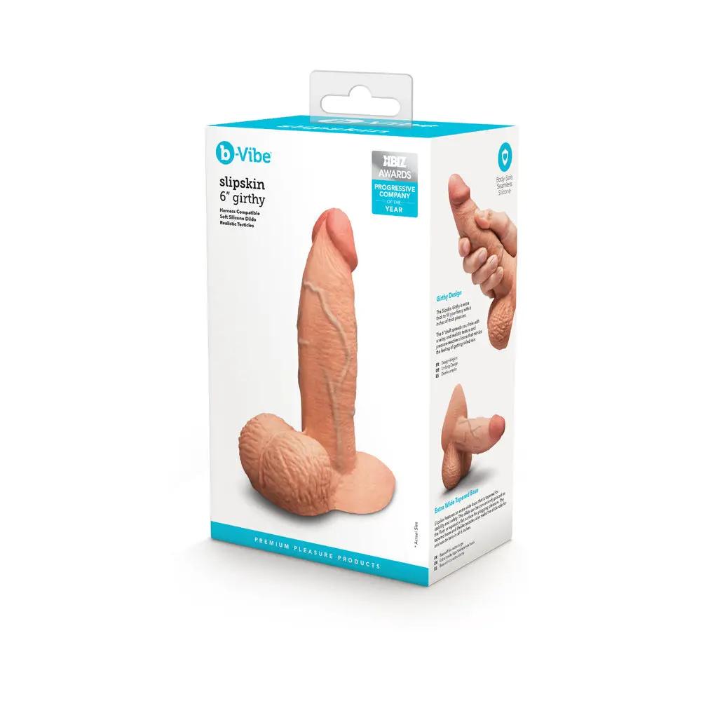 b-Vibe Slipskin Realistic Silicone Dildo 6 in. Girthy Mocha by b-Vibe