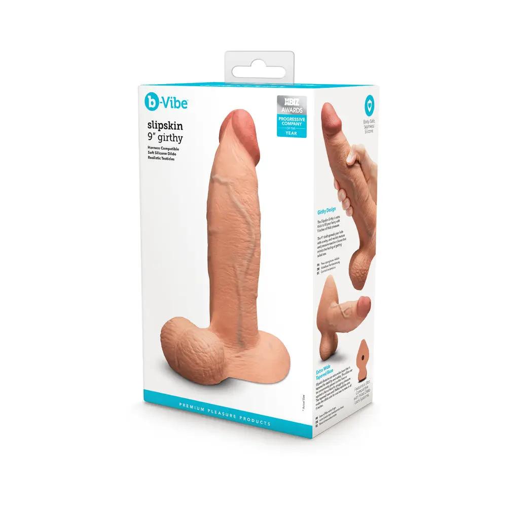 b-Vibe Slipskin Realistic Silicone Dildo 9 in. Girthy Mocha by b-Vibe