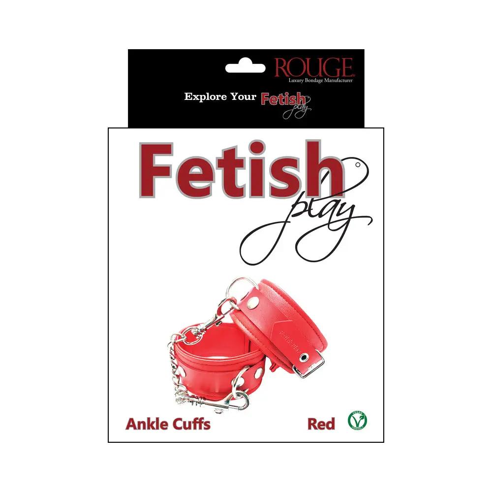 Rouge Fetish Play Vegan Ankle Cuffs Red by Rouge Garments