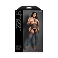 Fantasy Lingerie Sheer Catching Feelings Ombré Leopard Knit Harness Stockings & G-String Black/Blue Queen Size by Fantasy Lingerie
