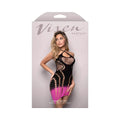 Fantasy Lingerie Vixen Ready Or Not Ombré Knit Asymmetrical Keyhole Halter Dress Black/Pink O/S by Fantasy Lingerie