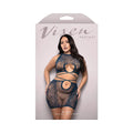 Fantasy Lingerie Vixen At Last Floral Lace Knit Tie-Back Top & Skirt Navy Queen Size by Fantasy Lingerie