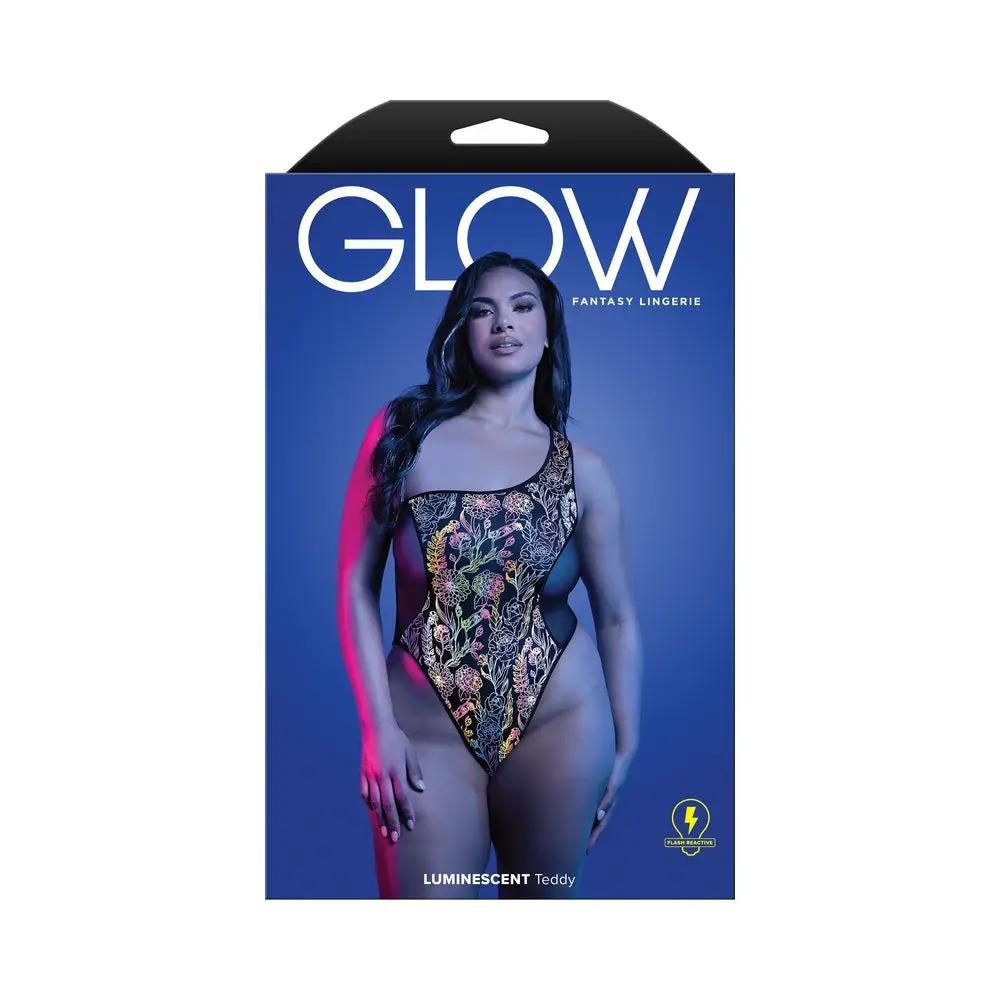 Fantasy Lingerie Glow Luminescent Floral Print One-Shoulder Teddy Queen Size by Fantasy Lingerie
