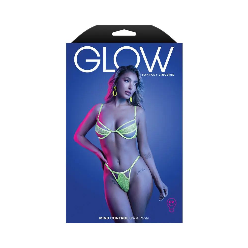 Fantasy Lingerie Glow Mind Control UV Reactive Paneled Underwire Bra & Panty S/M by Fantasy Lingerie