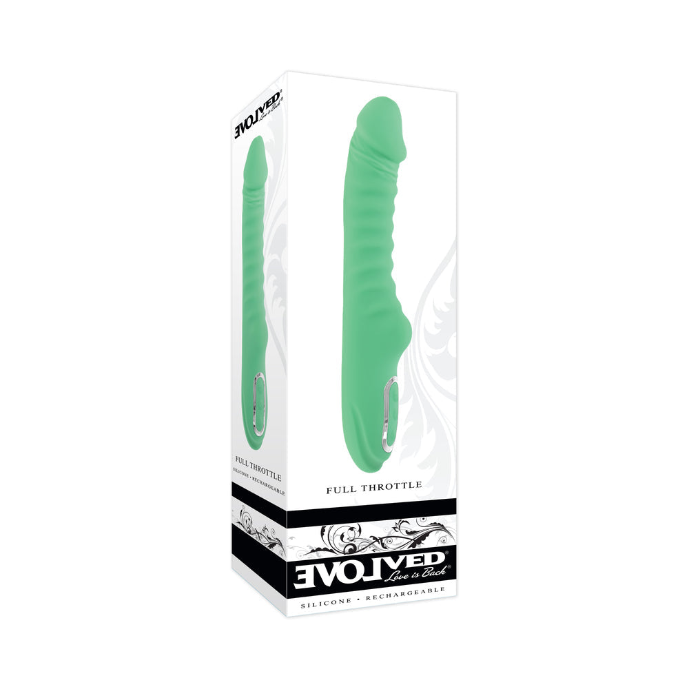 Evolved Full Throttle Rechargeable Warming Vibrator Silicone Mint Green by Evolved