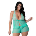 Magic Silk Caribbean Crush Flutter Cami & Short Set Aqua Glow Queen Size by Magic Silk
