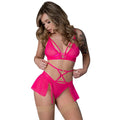 Magic Silk Pink Kink Bralette, High Leg Panty & Garter Skirt Set Pink Glow S/M by Magic Silk