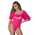 Magic Silk Pink Kink Flutter Sleeve Teddy Pink Glow S/M by Magic Silk
