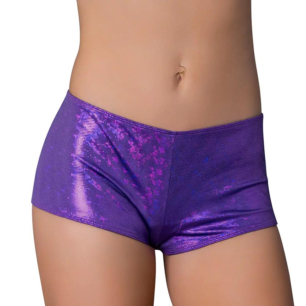 Magic Silk Glimmer Mini Boy Short Purple Disco S/M by Magic Silk