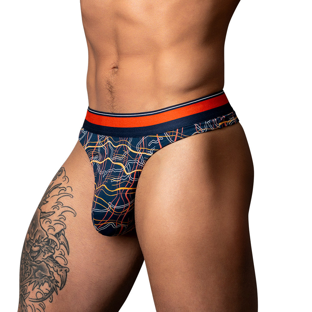 Male Power Soo Cumfy Thong Navy/Orange S/M by Male Power