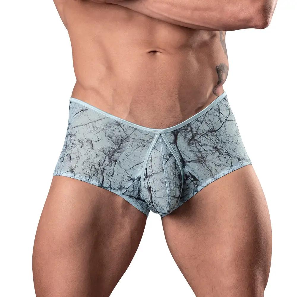 Male Power Marble Mesh Micro Mini Short Silver Blue M by Male Power