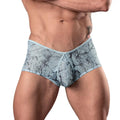 Male Power Marble Mesh Micro Mini Short Silver Blue L by Male Power