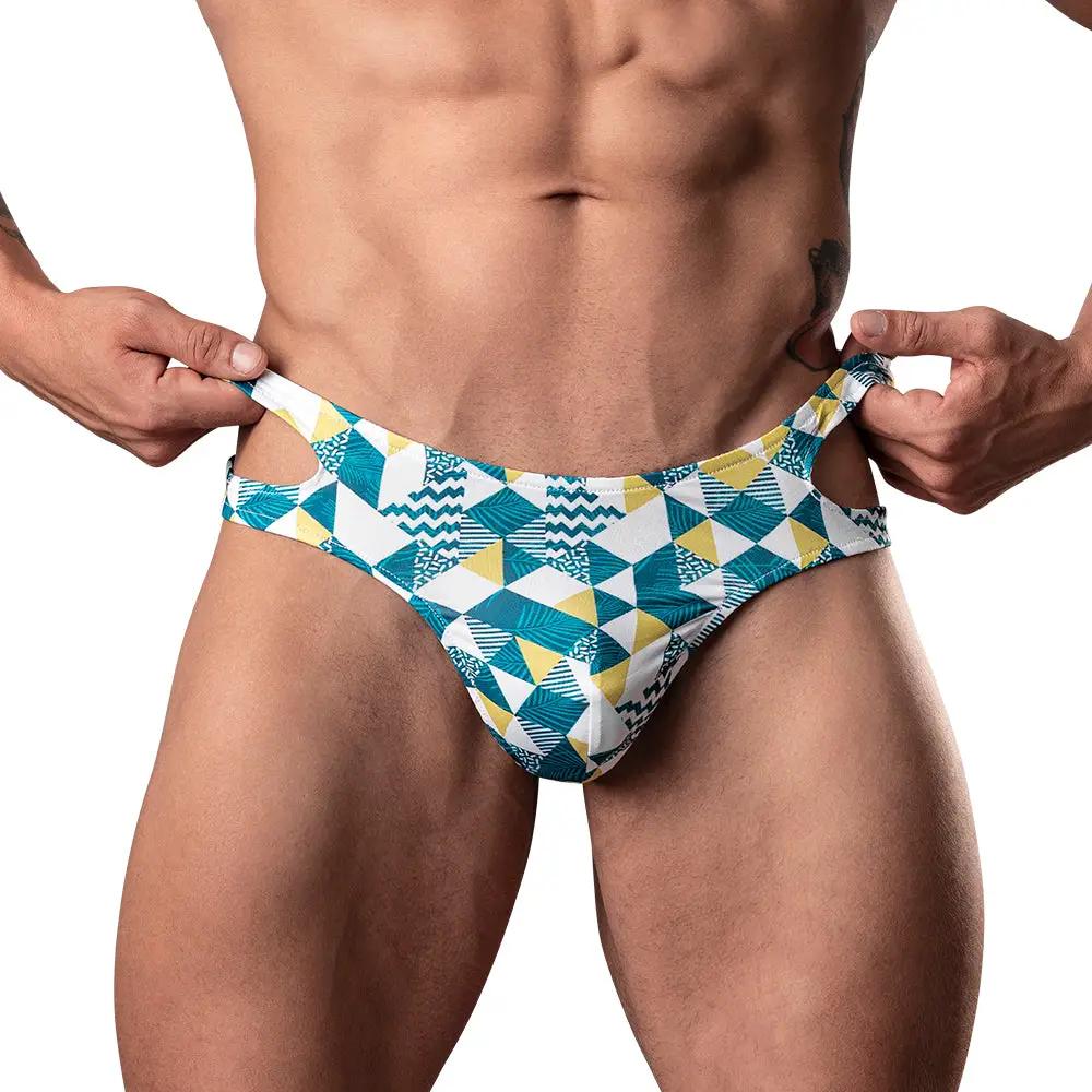 Male Power Cut It Out! Cutout Thong Blue/White S/M by Male Power