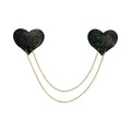 Pastease Chains: Black Shattered Disco Ball Heart with Gold Chains Pasties by Pastease