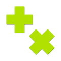 Pastease Plus X: Glow-in-the-Dark Neon Yellow Cross Pasties Nipple Covers