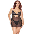 Coquette Pleasure Babydoll & G-String Black Queen Size by Coquette