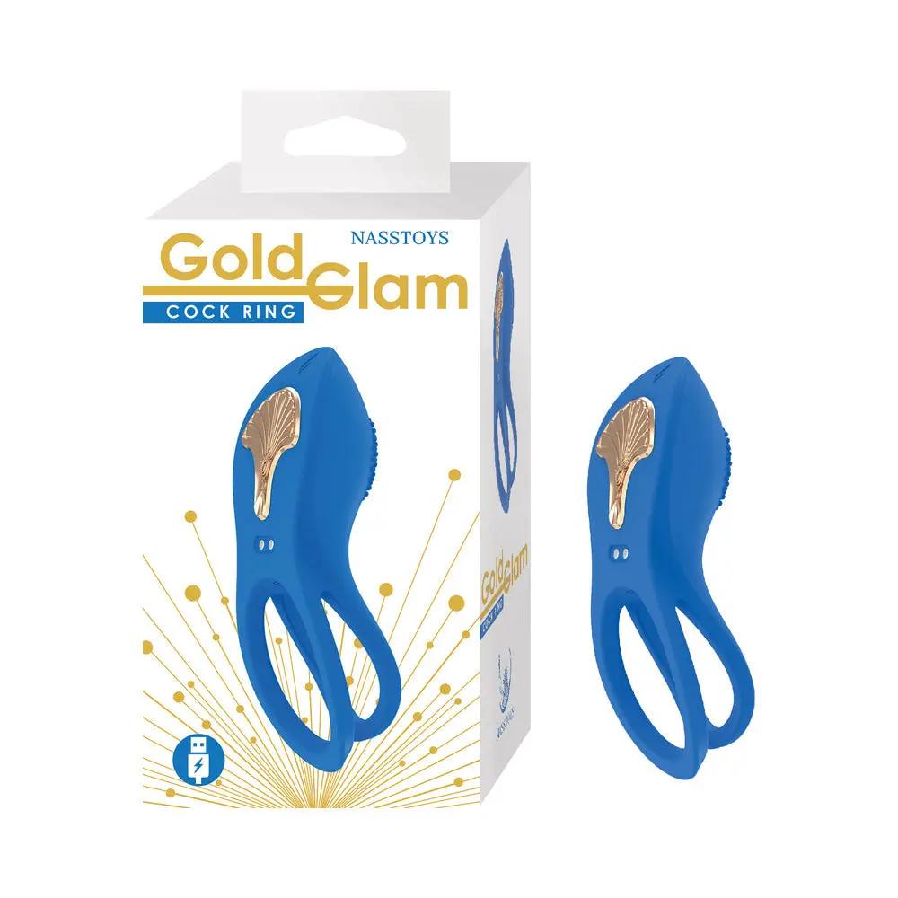 Gold Glam Cockring Blue by Nasstoys