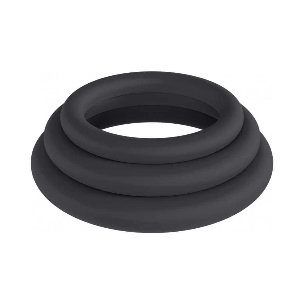 LEVELZ Classic Silicone Cock Ring Set of 3 (XS/S/M) Black by Shots