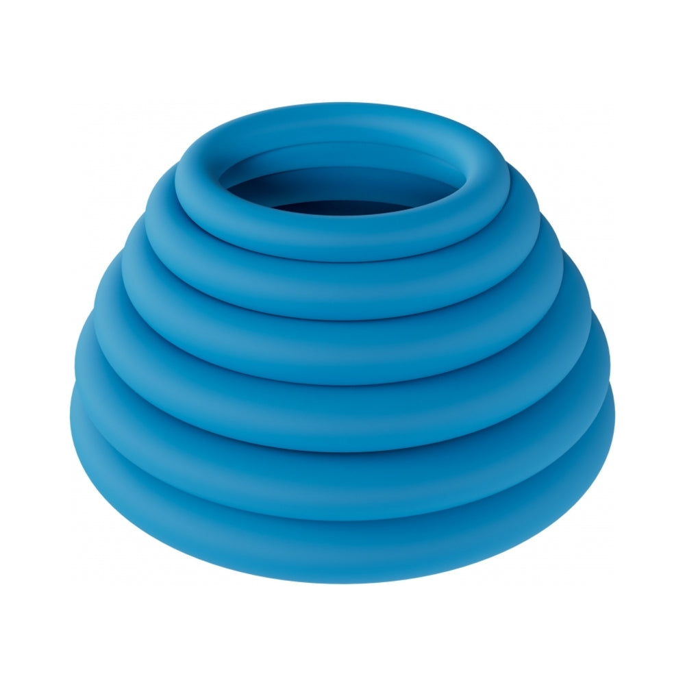 LEVELZ Classic Silicone Cock Ring Set of 6 All Sizes Teal by Shots