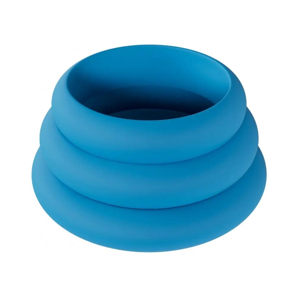 LEVELZ Wide O Silicone Cock Ring Set of 3 (42mm/50mm/55mm) Teal by Shots