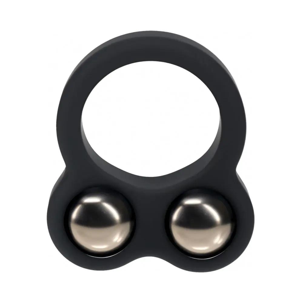 LEVELZ Liquid Silicone Double Weighted Ball Cock Ring Black by Shots