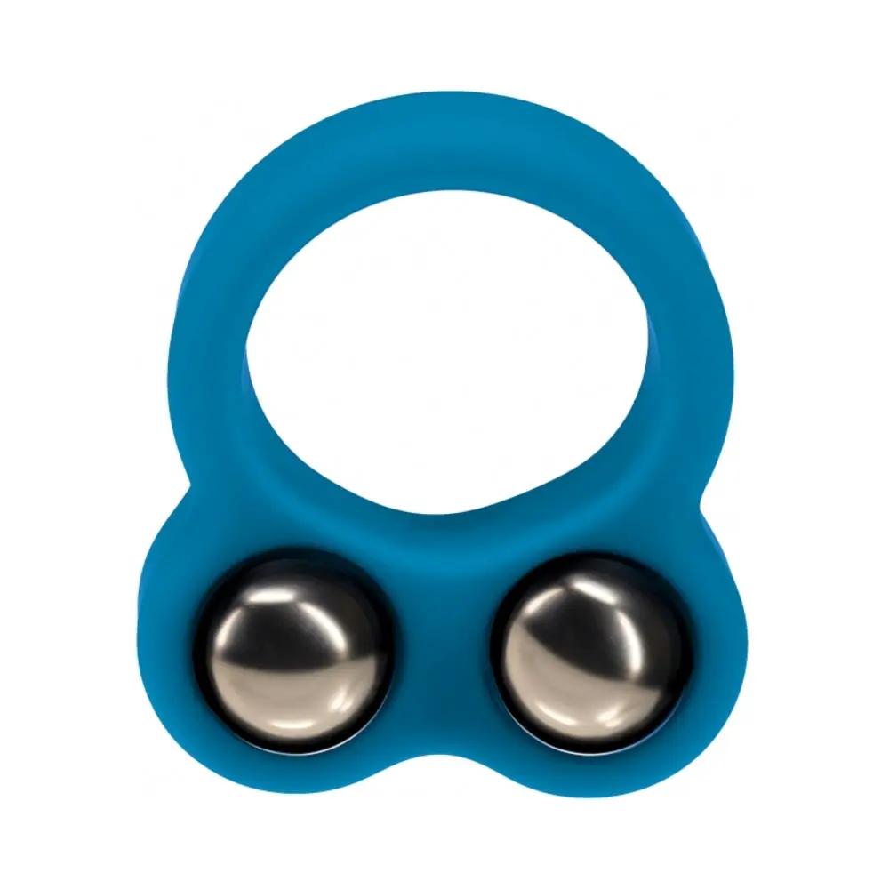 LEVELZ Liquid Silicone Double Weighted Ball Cock Ring Teal by Shots