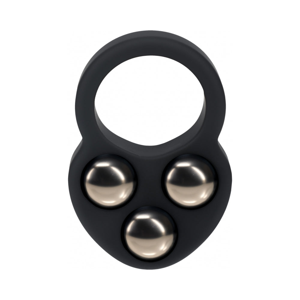 LEVELZ Liquid Silicone Triple Weighted Ball Cock Ring Black by Shots