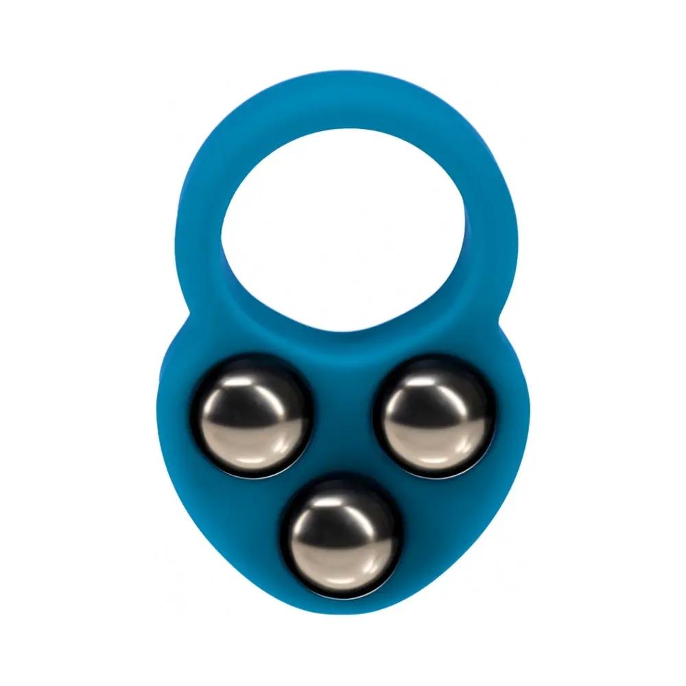 LEVELZ Liquid Silicone Triple Weighted Ball Cock Ring Teal by Shots