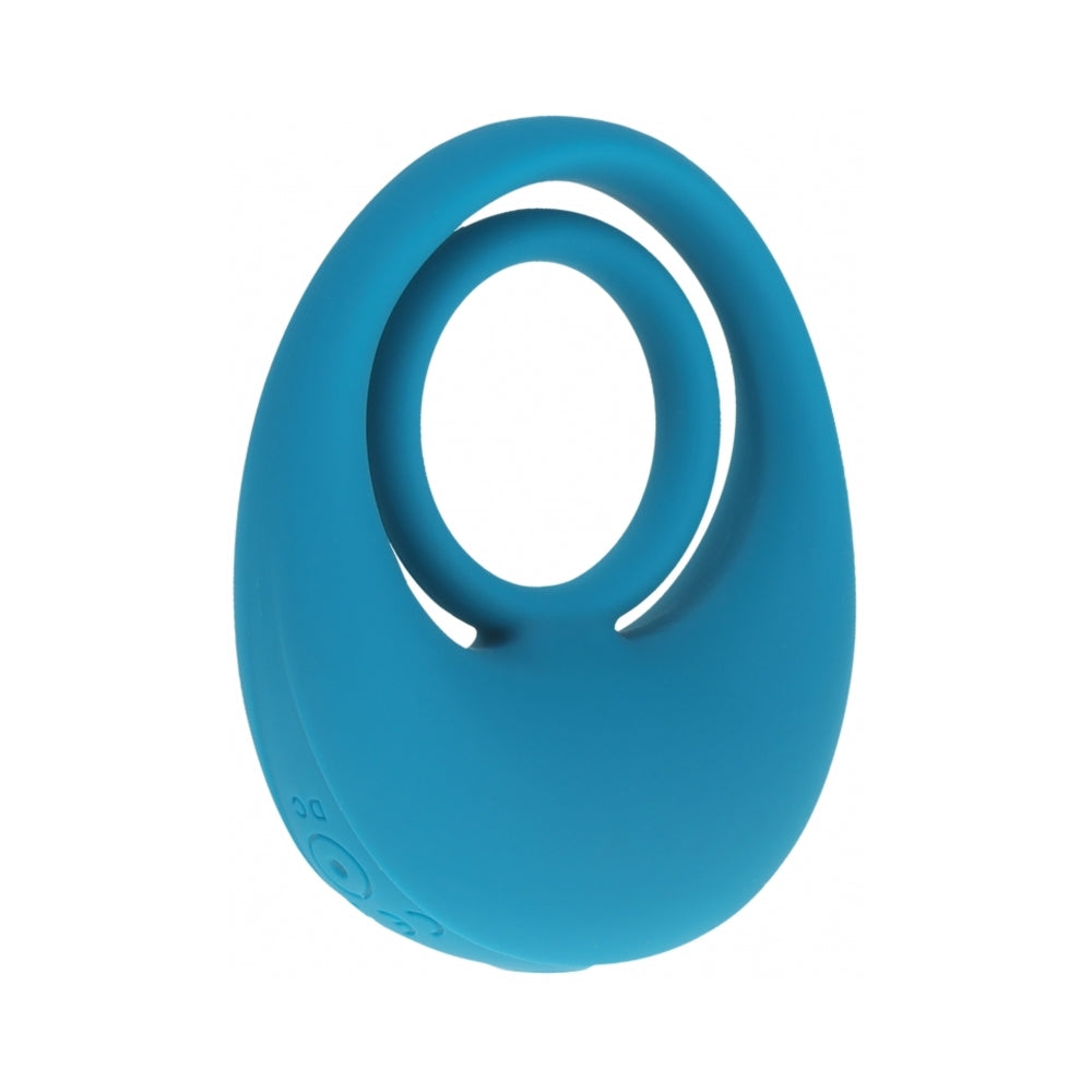 LEVELZ Vibrating Liquid Silicone Cock & Ball Ring Teal by Shots