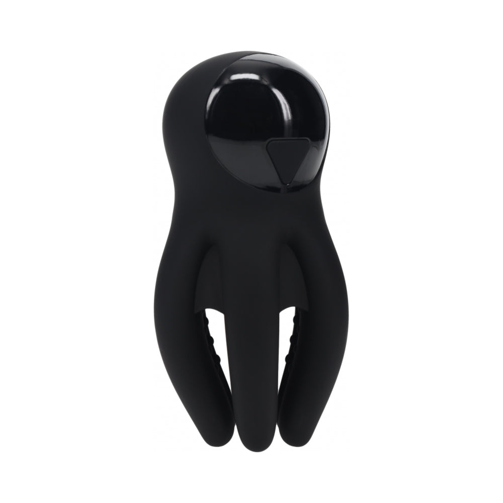 LEVELZ Digital Vibrating Silicone Penis Head Stimulator with Tentacles Black by Shots