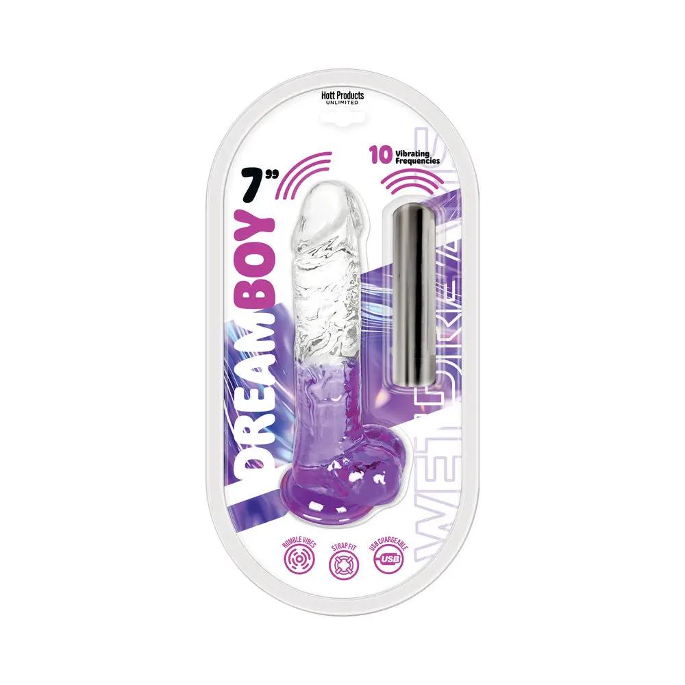 Wet Dreams Dream Boy 7 in. Jelly Dildo & Rechargeable Bullet Clear/Lavender Gradient by Hott Products