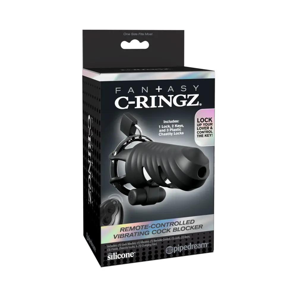 Fantasy C-Ringz Remote-Controlled Vibrating Cock Blocker Black by Pipedream