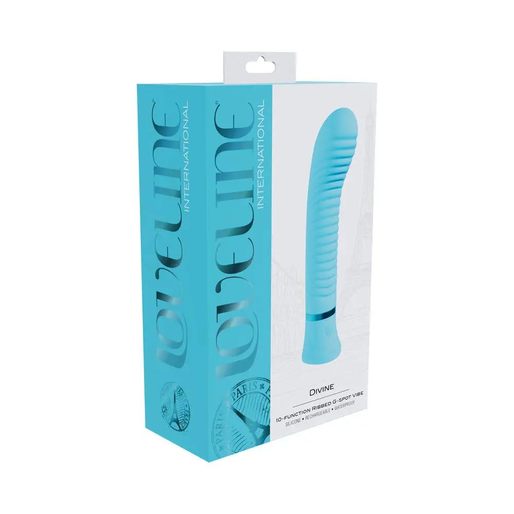 Loveline Divine Rechargeable Silicone Ribbed G-Spot Vibrator Blue by Shots
