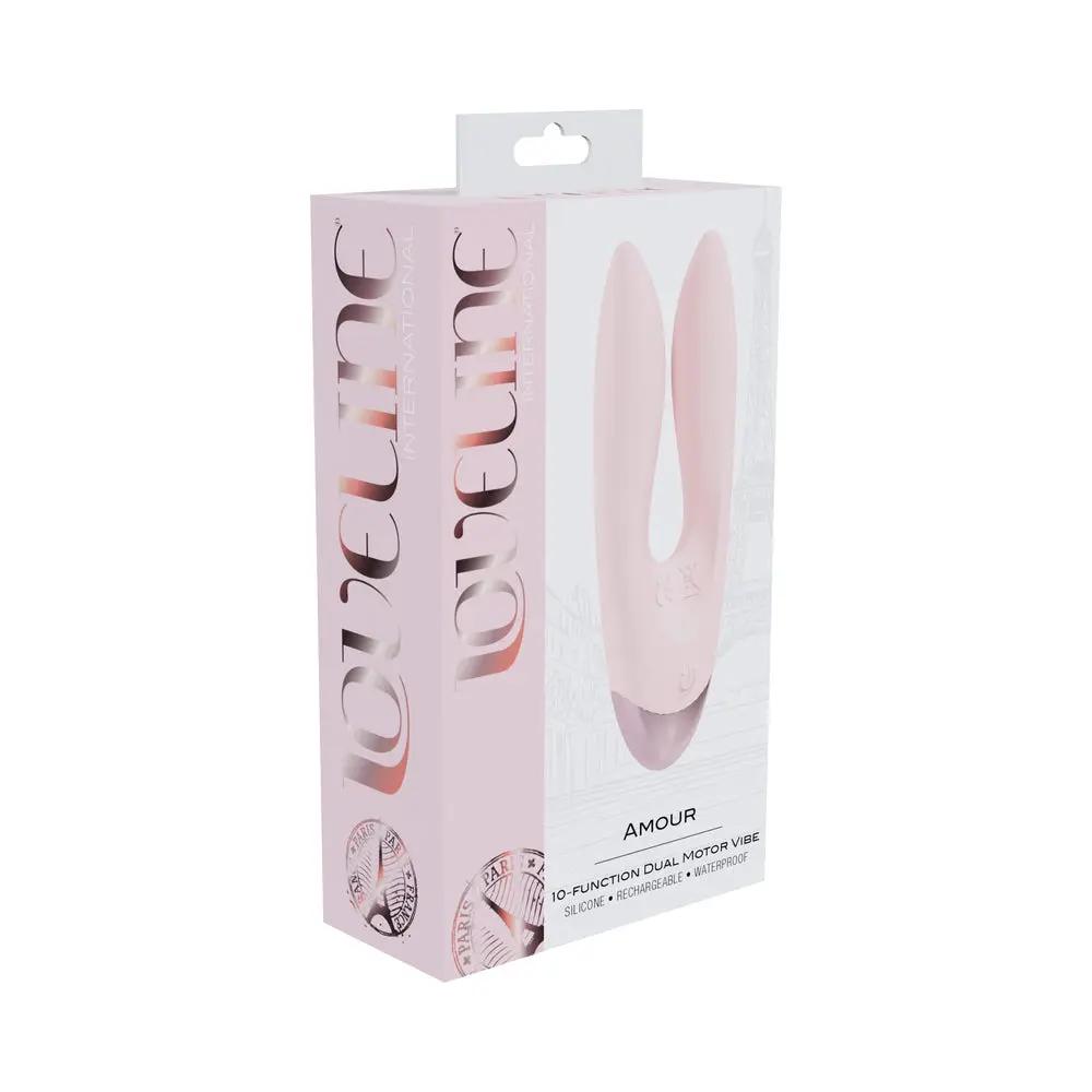 Loveline Amour Rechargeable Silicone Dual Motor Vibrator Pink by Shots