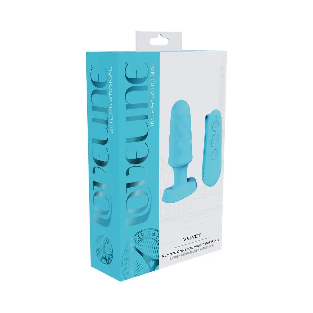 Loveline Velvet Rechargeable Silicone Remote Control Vibrating Plug Blue by Shots