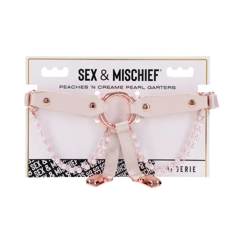 Sportsheets Sex & Mischief Peaches 'n CreaMe Pearl Garters by Sportsheets