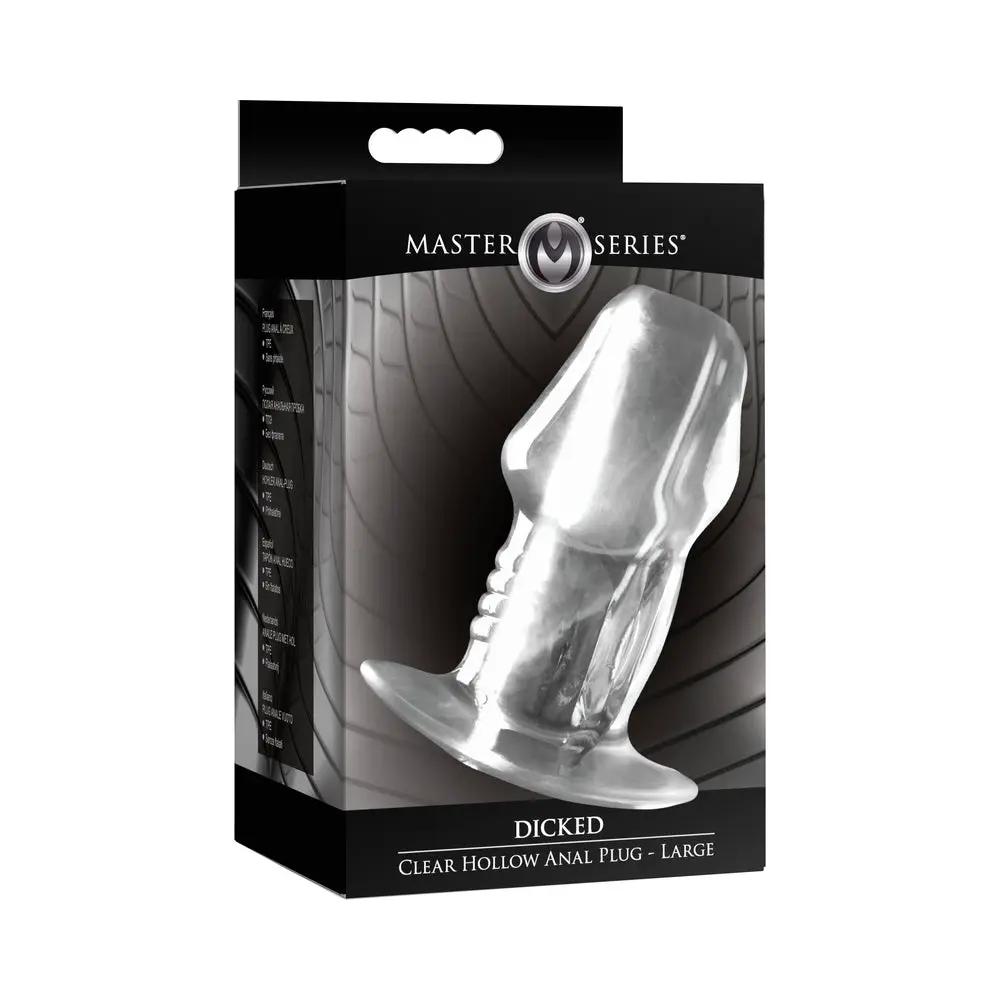 Master Series Dicked Clear Hollow Anal Plug Large by XR Brands