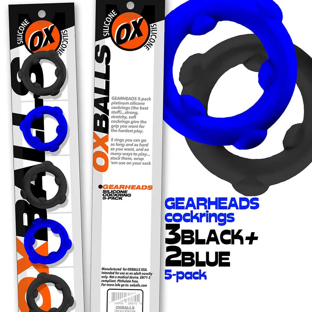 Oxballs Gearheads 5-Pack Spinner Rings Blue/Black by Oxballs