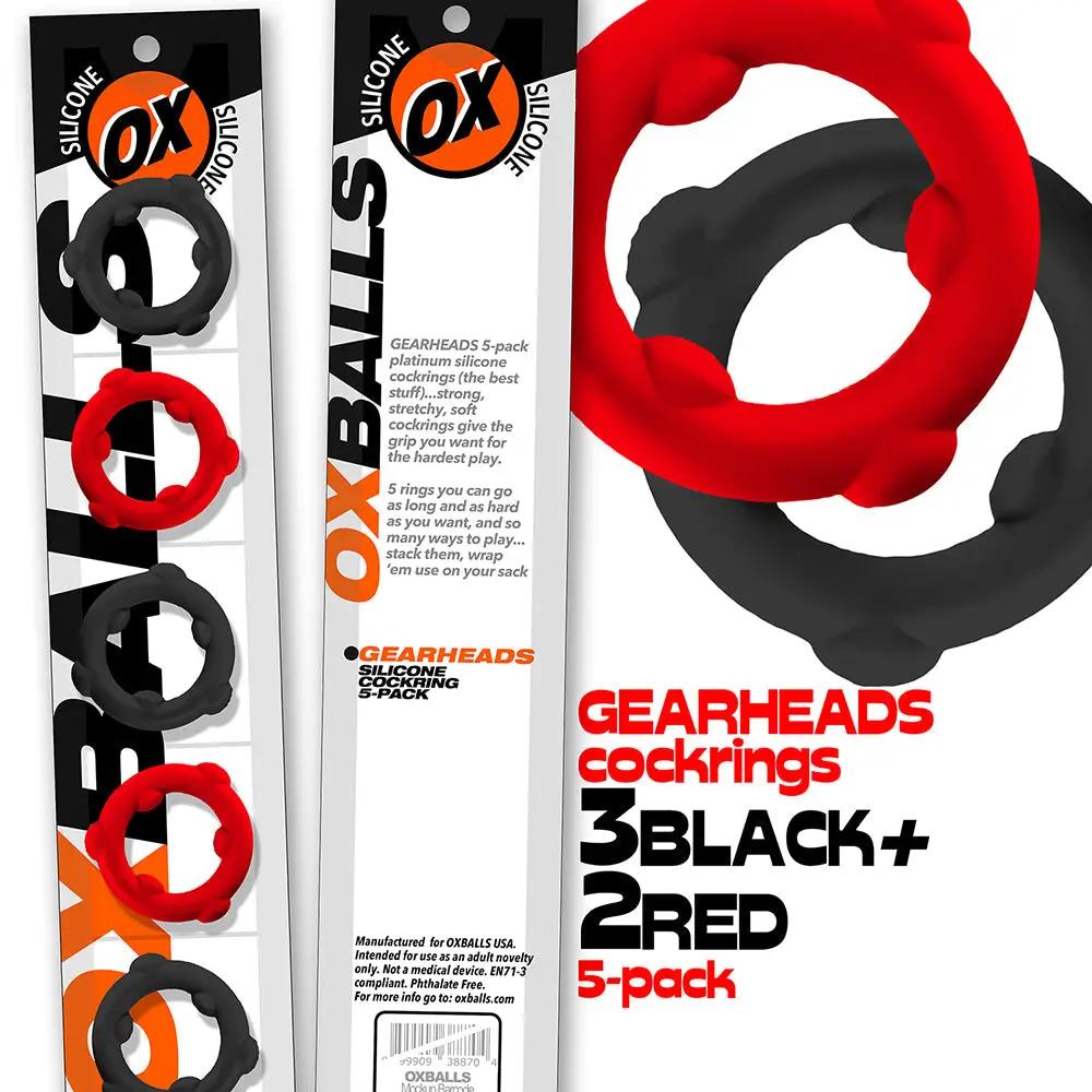 Oxballs Gearheads 5-Pack Spinner Rings Red/Black by Oxballs