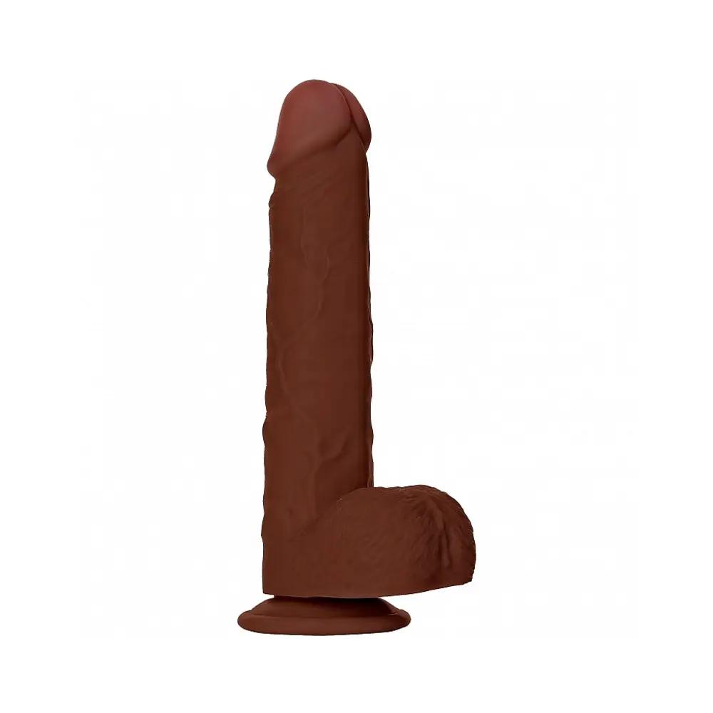 RealRock 8 in. Cock with Balls Straight Brown by Shots