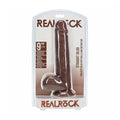 RealRock 9 in. Cock with Balls Straight Brown by Shots