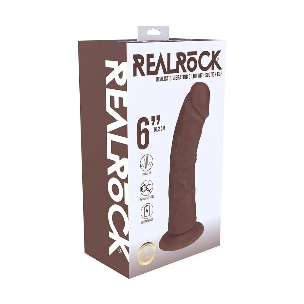 RealRock 6 in. Vibrating Cock Curved Brown by Shots