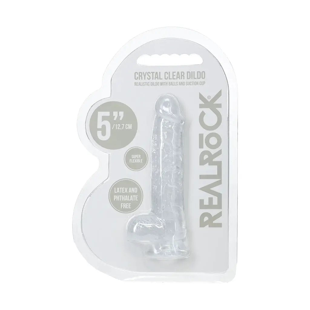 RealRock Realistic 5 in. Dildo with Balls Clear by Shots