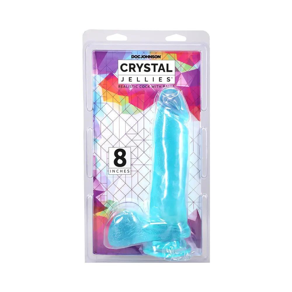 Crystal Jellies 8 in. Realistic Cock with Balls Teal by Doc Johnson