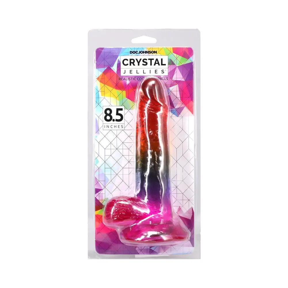Crystal Jellies 8.5 in. Realistic Cock with Balls Rainbow by Doc Johnson