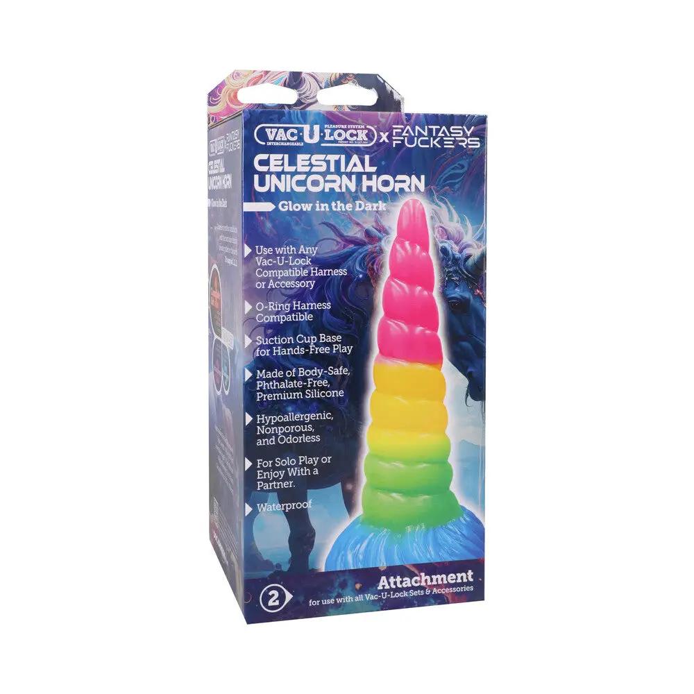 Vac-U-Lock x Fantasy Fuckers Glow-in-the-Dark Celestial Unicorn Horn Multi-Color by Doc Johnson