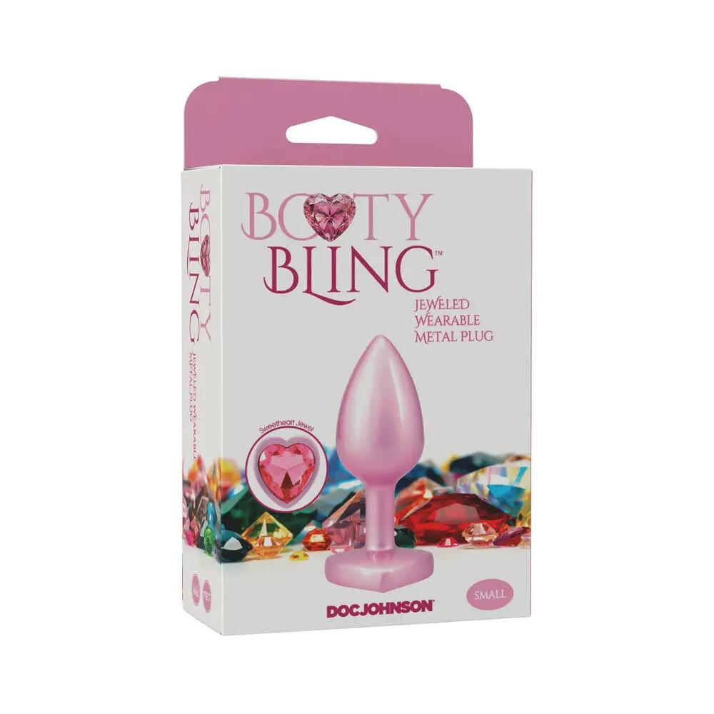 Booty Bling Heart Diamond Jeweled Metal Plug Pink Small by Doc Johnson