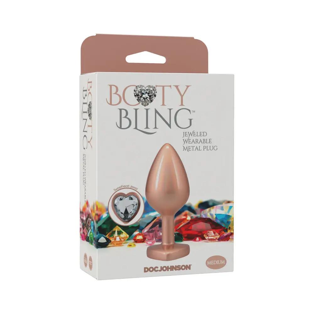 Booty Bling Heart Diamond Jeweled Metal Plug Gold Medium by Doc Johnson