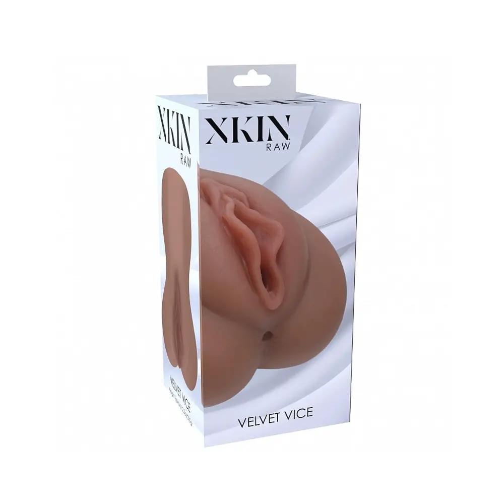 Xkin Raw Velvet Vice Stroker Brown by Shots