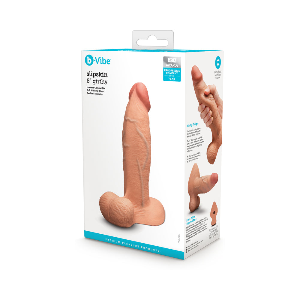 b-Vibe Slipskin Realistic Silicone Dildo 8 in. Girthy Mocha by b-Vibe